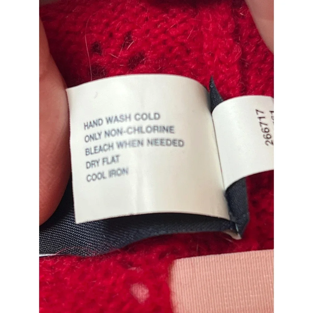 Gap Kids Red‎ Knit Beanie Hat with Pink Velvet Bow One Size Lambswool Blend
